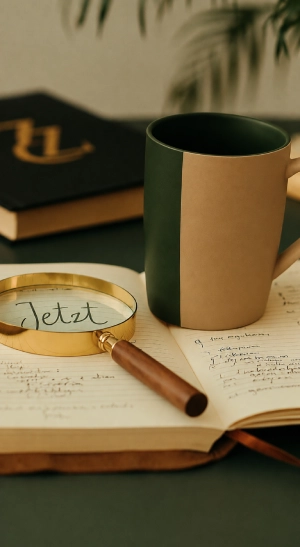Fokusprogramme Coaching in Wien für konkrete Anliegen Notizbuch und Kaffee als Motiv für fokussierte Coachingprogramme in Wien.